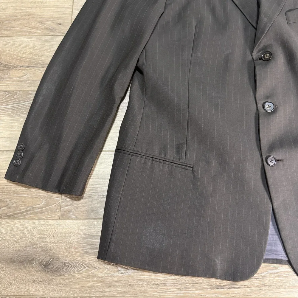 VTG Giorgio Armani Mani 44L Black Pinstripe Blazer Suit Jacket Sport Coat Wool
